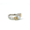 Vintage Mikimoto Natural Fancy Yellow & White Diamond Platinum Ring