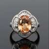Estate Imperial Topaz & Diamond Platinum Ring