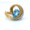 Estate Aquamarine & Diamond Platinum/18k Yellow Gold Ring