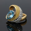 Estate Aquamarine & Diamond Platinum/18k Yellow Gold Ring