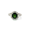 Estate Diamond & Green Tourmaline Platinum Ring