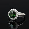Estate Diamond & Green Tourmaline Platinum Ring