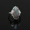 Estate Black Opal & Diamond Platinum Ring