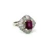 Estate Diamond & Tourmaline Platinum Ring