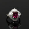 Estate Diamond & Tourmaline Platinum Ring