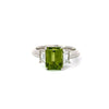 Estate Diamond & Platinum Peridot Ring