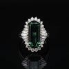 Estate Diamond & Green Tourmaline Platinum Ring