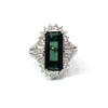 Estate Diamond & Green Tourmaline Platinum Ring
