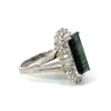 Estate Diamond & Green Tourmaline Platinum Ring