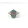 Estate Black Opal & Diamond Platinum Ring