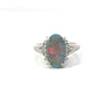 Estate Black Opal & Diamond Platinum Ring