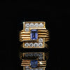 Estate Diamond & Tanzanite 18k Yellow Gold Ring