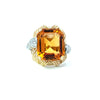 Estate Designer Citrine & Diamond 14K White & Yellow Gold Ring