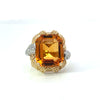Estate Designer Citrine & Diamond 14K White & Yellow Gold Ring