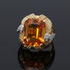 Estate Designer Citrine & Diamond 14K White & Yellow Gold Ring
