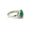 Estate Natural Color Jadeite & Diamond Platinum Ring (GIA)