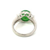 Estate Natural Color Jadeite & Diamond Platinum Ring (GIA)