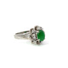 Estate Natural Color Jadeite & Diamond Platinum Ring (GIA)