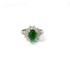 Estate Natural Color Jadeite & Diamond Platinum Ring (GIA)