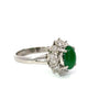 Estate Natural Color Jadeite & Diamond Platinum Ring (GIA)