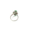Estate Natural Color Jadeite & Diamond Platinum Ring (GIA)
