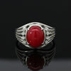 Estate Coral & Diamond Platinum Ring