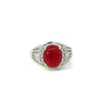Estate Coral & Diamond Platinum Ring