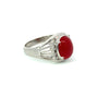 Estate Coral & Diamond Platinum Ring