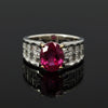 Estate Diamond & Pink Tourmaline 18K White Gold Ring