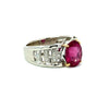 Estate Diamond & Pink Tourmaline 18K White Gold Ring