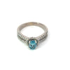 Estate Diamond & Blue Zircon 18K White Gold Ring