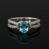 Estate Diamond & Blue Zircon 18K White Gold Ring