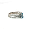 Estate Diamond & Blue Zircon 18K White Gold Ring