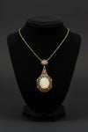 Victorian Opal & 14K Yellow Gold Necklace