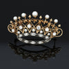 Retro 1940's Diamond & Cultured Pearl 14K/Platinum Crown Brooch