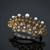 Retro 1940's Diamond & Cultured Pearl 14K/Platinum Crown Brooch