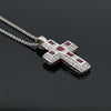 Estate Diamond & Ruby 18K White Gold Cross Necklace