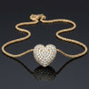 Estate 18K Yellow Gold Pave 2.50cttw Diamond Bombe Heart Necklace