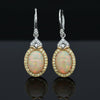 Estate Designer Opal and Fancy Yellow & White Diamond Dangle Earrings