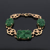 Mid Century Carved Jade & 14K Yellow Gold Bracelet