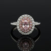 Contemporary Natural Fancy Pink Purple Diamond (GIA) and White Diamond Platinum Ring