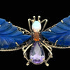 Estate Hand Made Lapis, Opal, Amethyst and Citrine Butterfly 14Kt Yellow Gold Pendant/Brooch