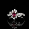 Estate Gem Ruby and Diamond 18K White Gold Ring