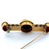 Circa 1870 Italian Archaeological Revival 18K Yellow Gold Hardstone Cameo, Carnelian Intaglio and Micromosaic Brooch