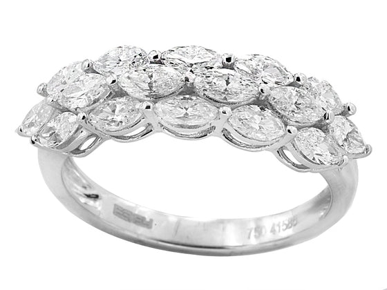 Effy Diamond and 14K White Gold Three Row Ring