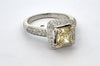 Estate 1.06 ct Natural Fancy Brownish Greenish Yellow (GIA) Diamond 18K White Gold Ring 14739