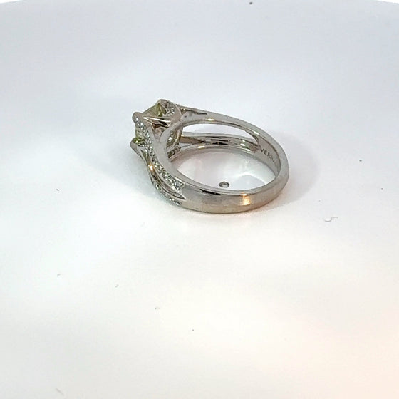 Estate Designer Verragio 1.21 ct Natural Fancy Yellow (GIA) Diamond 18K White Gold Ring 14738
