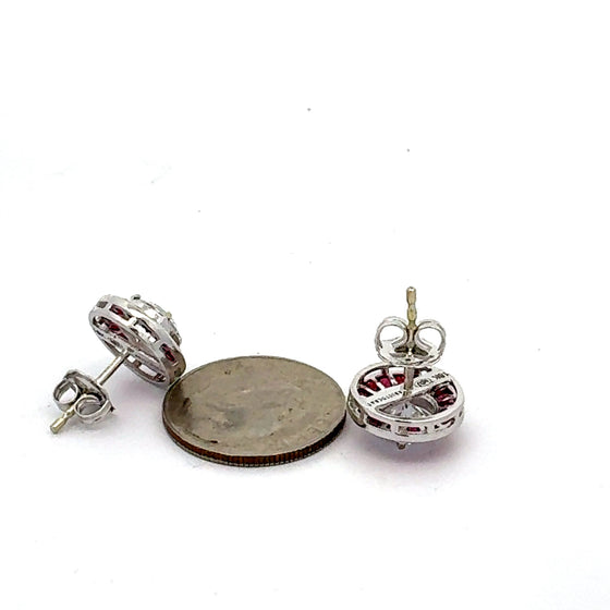 Ruby Earrings (Center CZ) 18K White Gold Earring