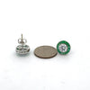 Emerald Earrings 18K White Gold (Center CZ)