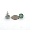 Emerald Earrings 18K White Gold (Center CZ)